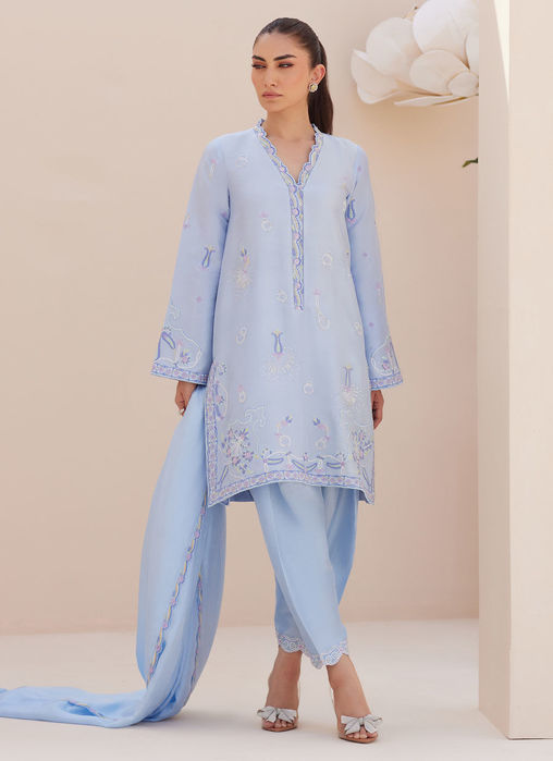 Picture of Bettie Cornflower Blue Shirt And Dupatta