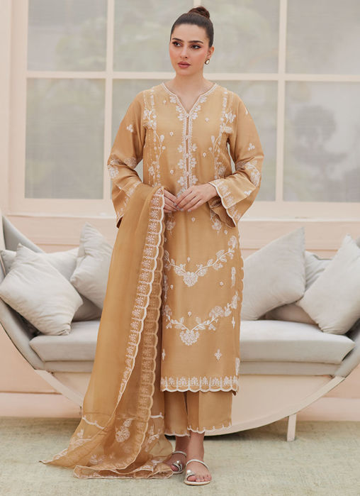 Picture of Bea Taupe Silk Shirt And Dupatta