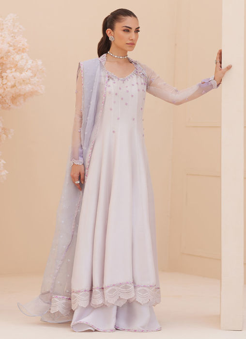 Katniss Silver Pearl Kalidar And Dupatta