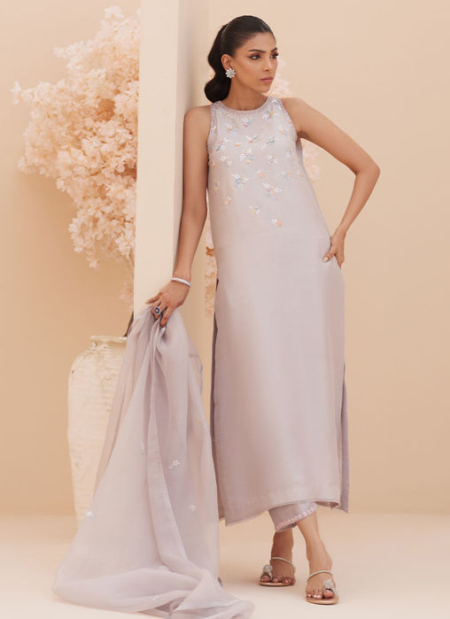 Silvia Silver Shirt And Dupatta