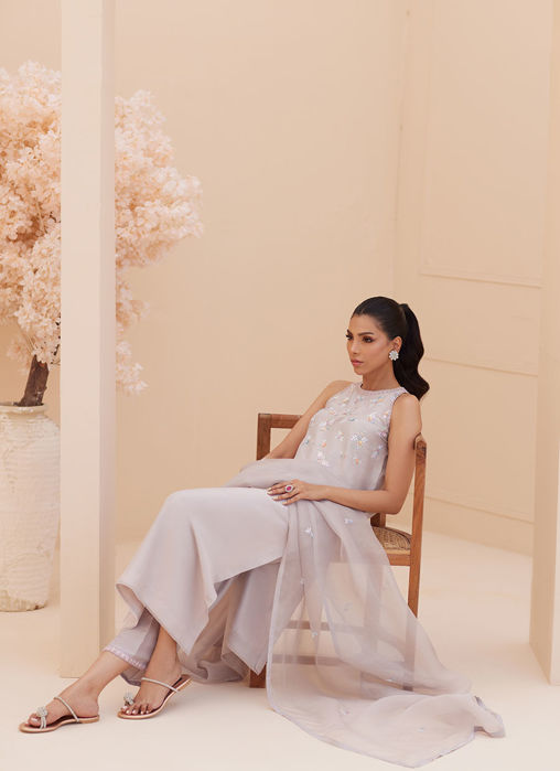 Silvia Silver Shirt And Dupatta