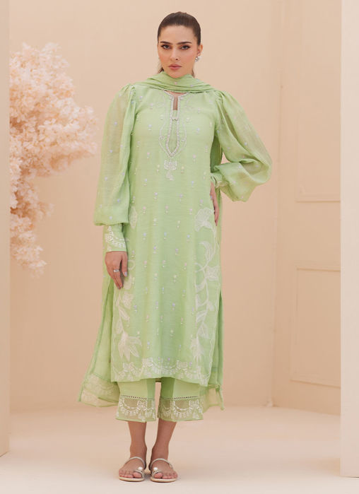 Picture of Serena Apple Green Embroidered Shirt And Dupatta