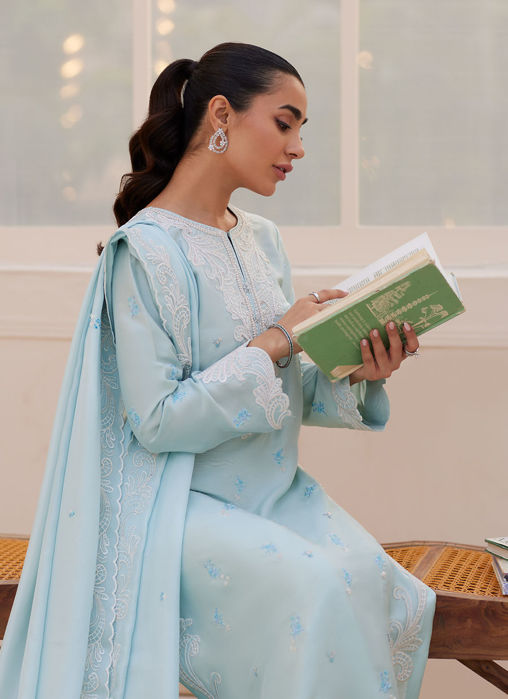Carla Powder Blue Shirt And Dupatta