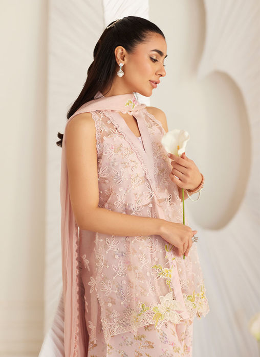 Kyma Blush Organza Jacket And Dupatta