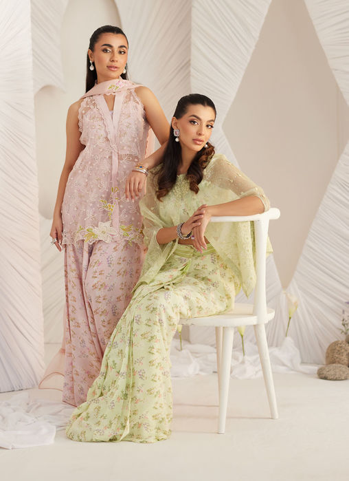 Kyma Blush Organza Jacket And Dupatta