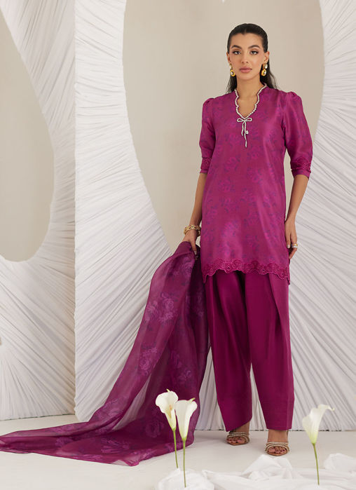 Sev Magenta Shirt And Dupatta