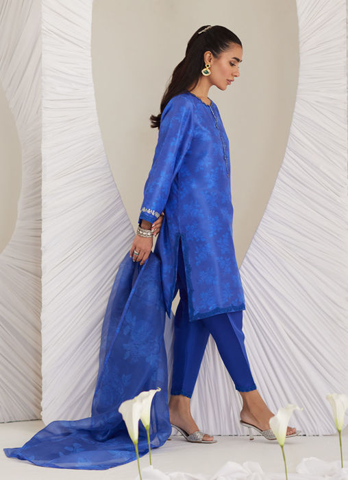 Electra Cobalt Shirt And Dupatta