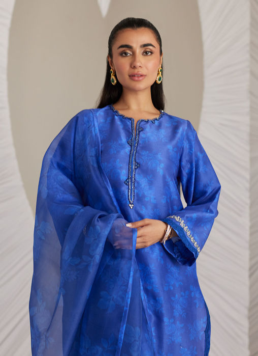 Electra Cobalt Shirt And Dupatta