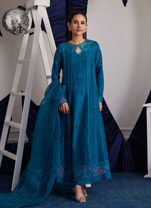 Picture of Shiro Teal Paneled Shirt And Dupatta