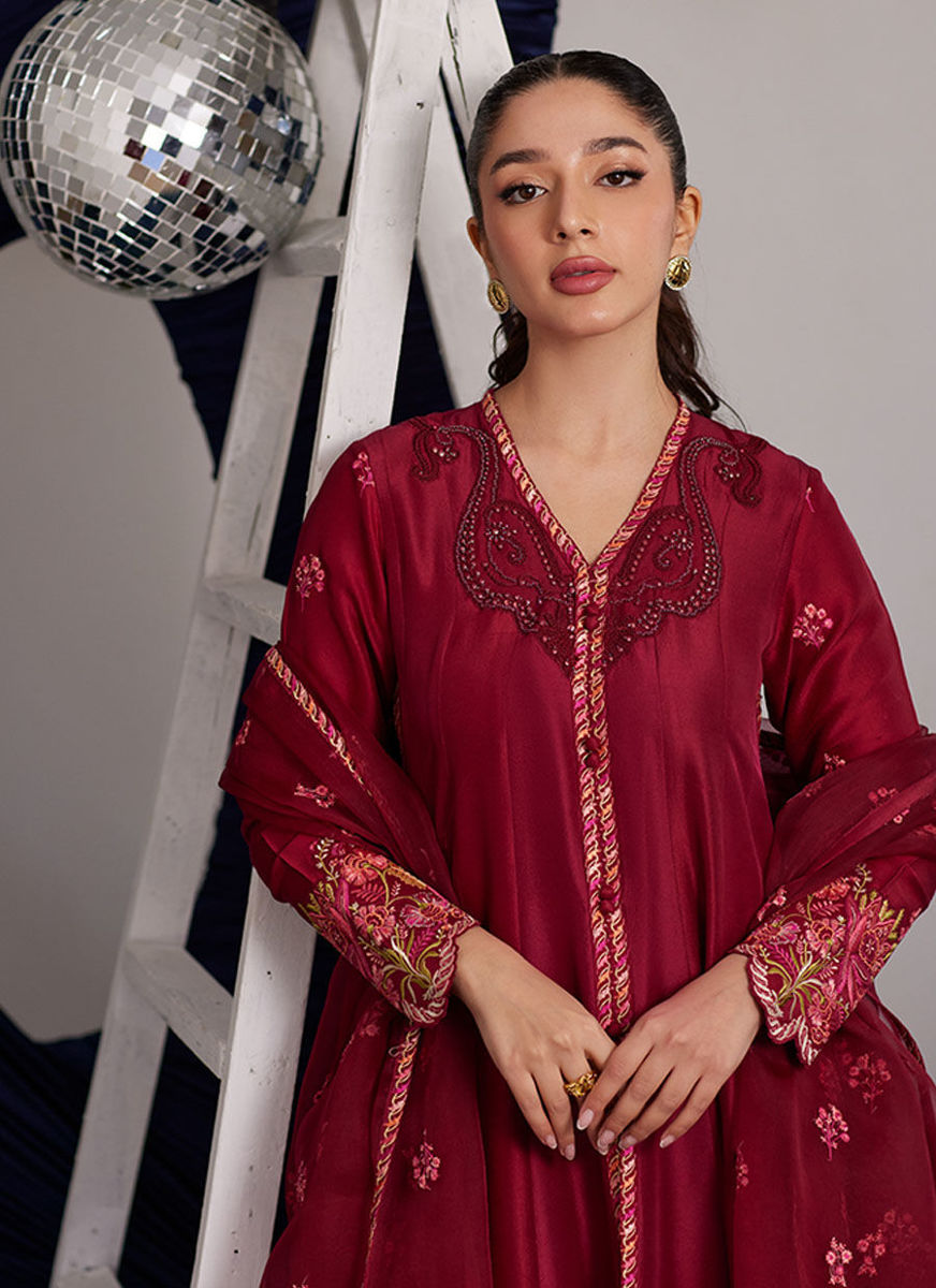 Miko Crimson Kalidaar And Dupatta