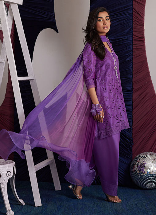 Illy Grape Shirt Dupatta With Loose Shalwar