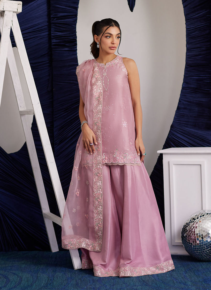 Demi Tea Rose Shirt Dupatta and Dhaka