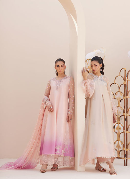 Deedee Pink Ombre Paneled Shirt Dupatta And Pants