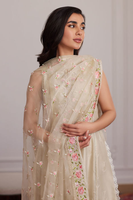 Everly Cream Shirt, dupatta and pants