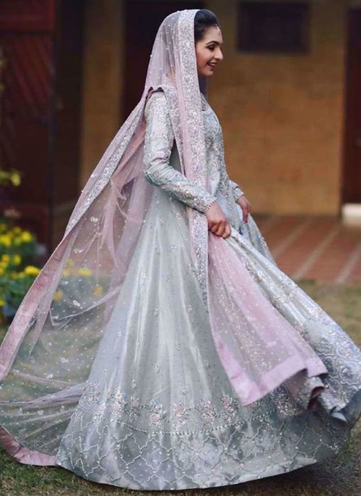 Saneela Arsal In A Silver Kalidaar Embellished With Swarovski Crystals