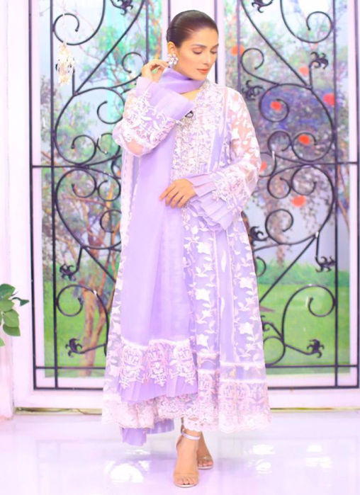 Picture of Ayeza Khan In A Powder Blue Hand Embellished #FTA Outfit