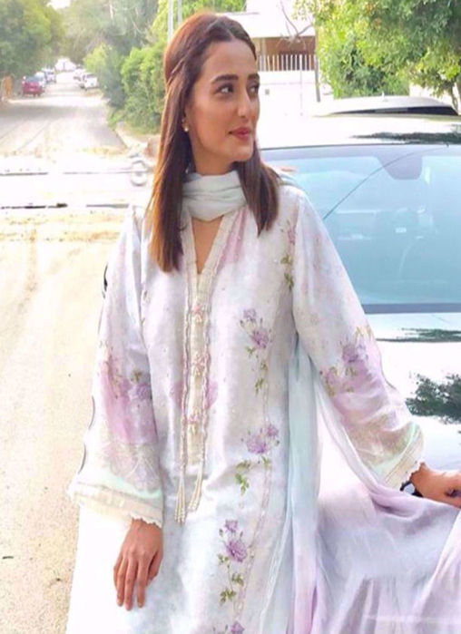 Picture of Momal Sheikh Wearing Aqua Luxe Pret Attire