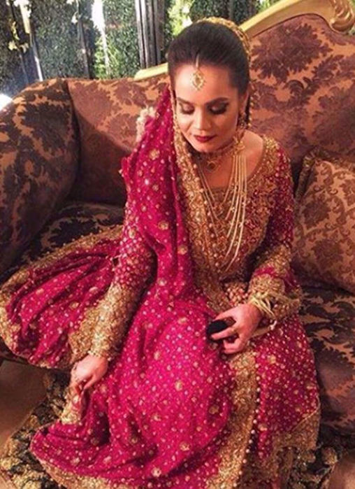 Picture of Sarah, Traditionally Regal In An Anaar Red And Emerald Green Farah Talib Aziz Bridal