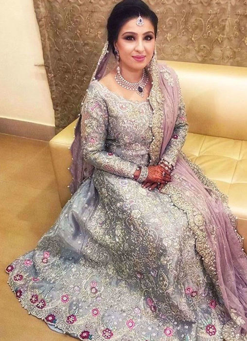 Picture of Bushra In An Ice Blue Farah Talib Aziz Bridal Featuring A Filigree Of Silver And Swarovski Embellishments