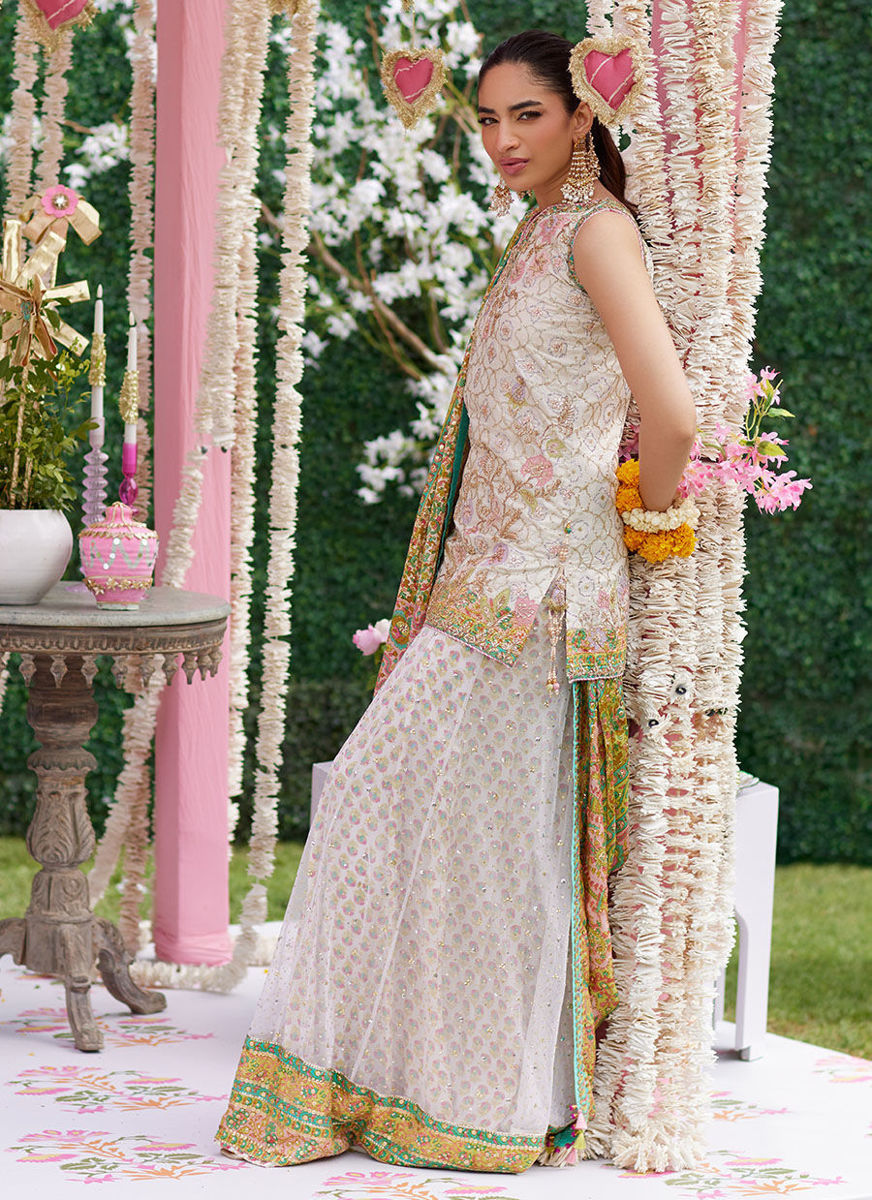 Alvira Ivory Short Shirt And Lehnga