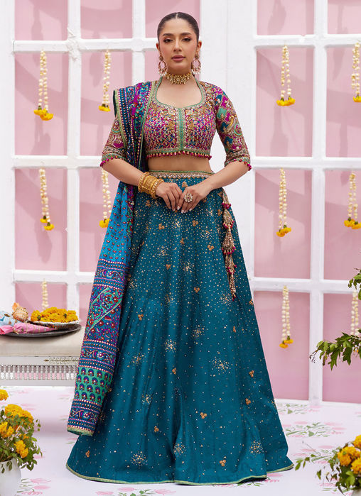 Ayelina Teal Lehnga Choli