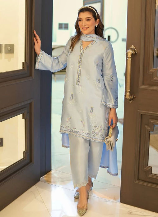 Zainab Reza In Bettie Cornflower Blue Ensemble
