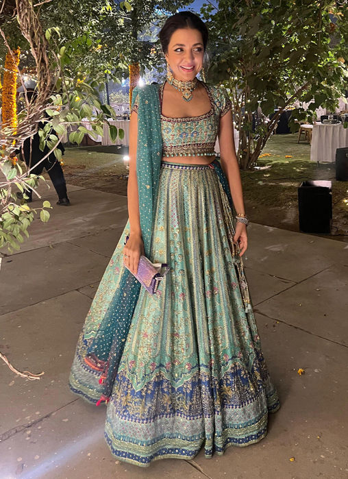 Maliha in Asel Aqua Lehenga Choli