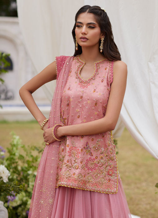 Roselin Pink Short Shirt And Dhaka