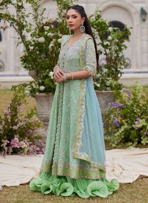 Picture of Viola Sage Green Shirt And Aqua Dupatta