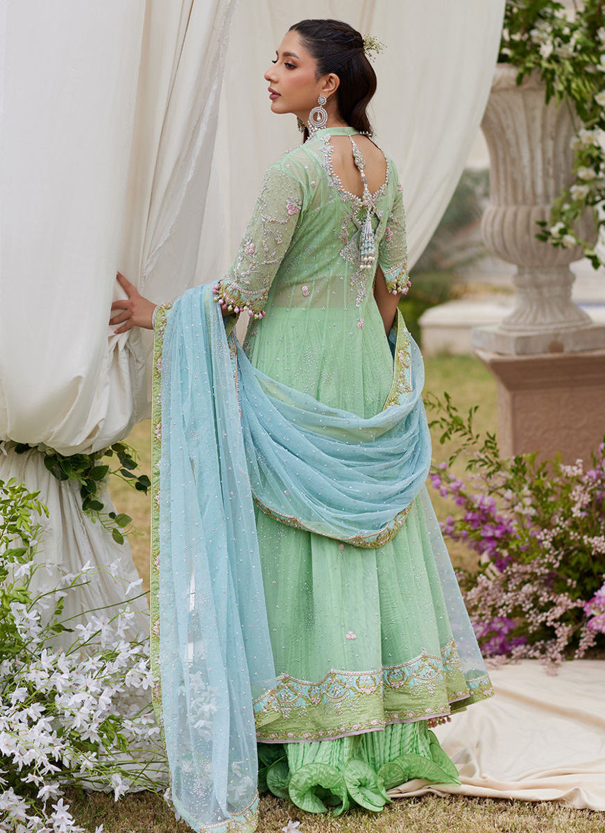 Viola Sage Green Shirt And Aqua Dupatta