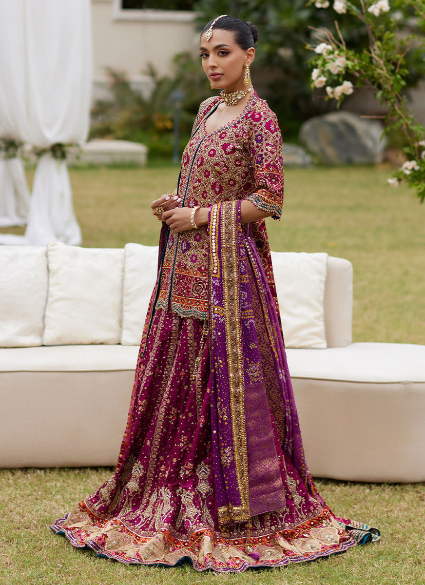 Seraya Magenta Short Shirt And Lehnga