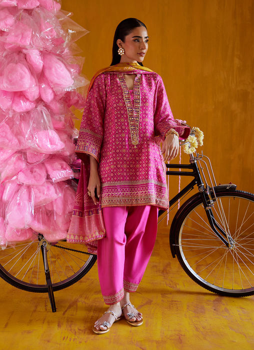 Nazli Hot Pink Shirt And Dupatta