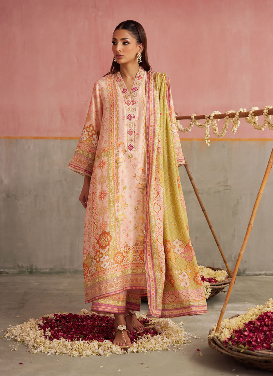 Eda Apricot Shirt And Dupatta