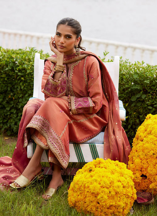 Rivaaz Coral Shirt And Dupatta