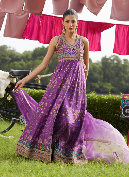 Aurora Aubergine Kalidaar And Dupatta
