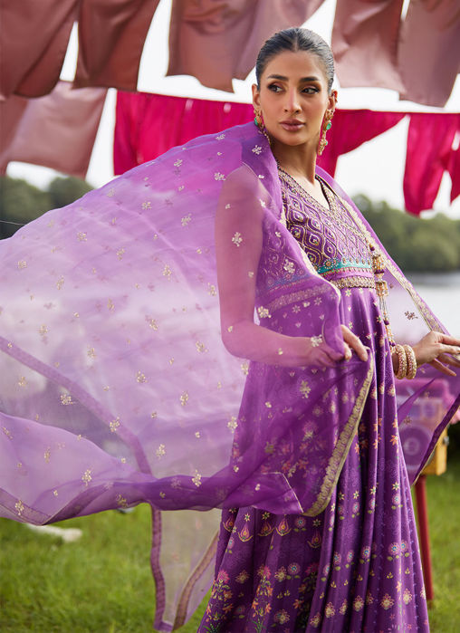 Aurora Aubergine Kalidaar And Dupatta