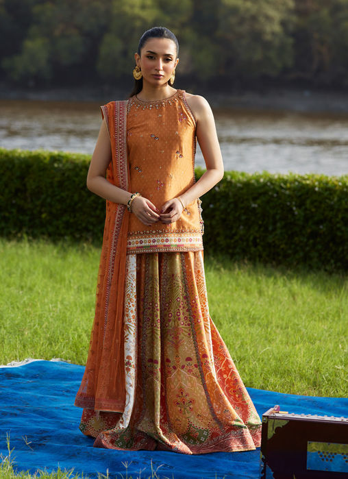 Picture of Sitar Saffron Shirt And Dupatta