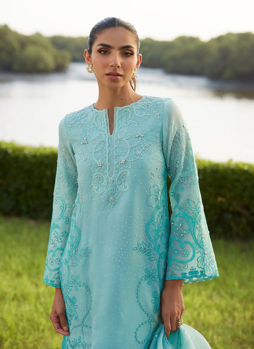 Wari Aqua Kurta And Dupatta