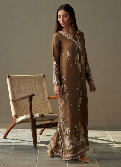 Enia Espresso Silk Kaftan