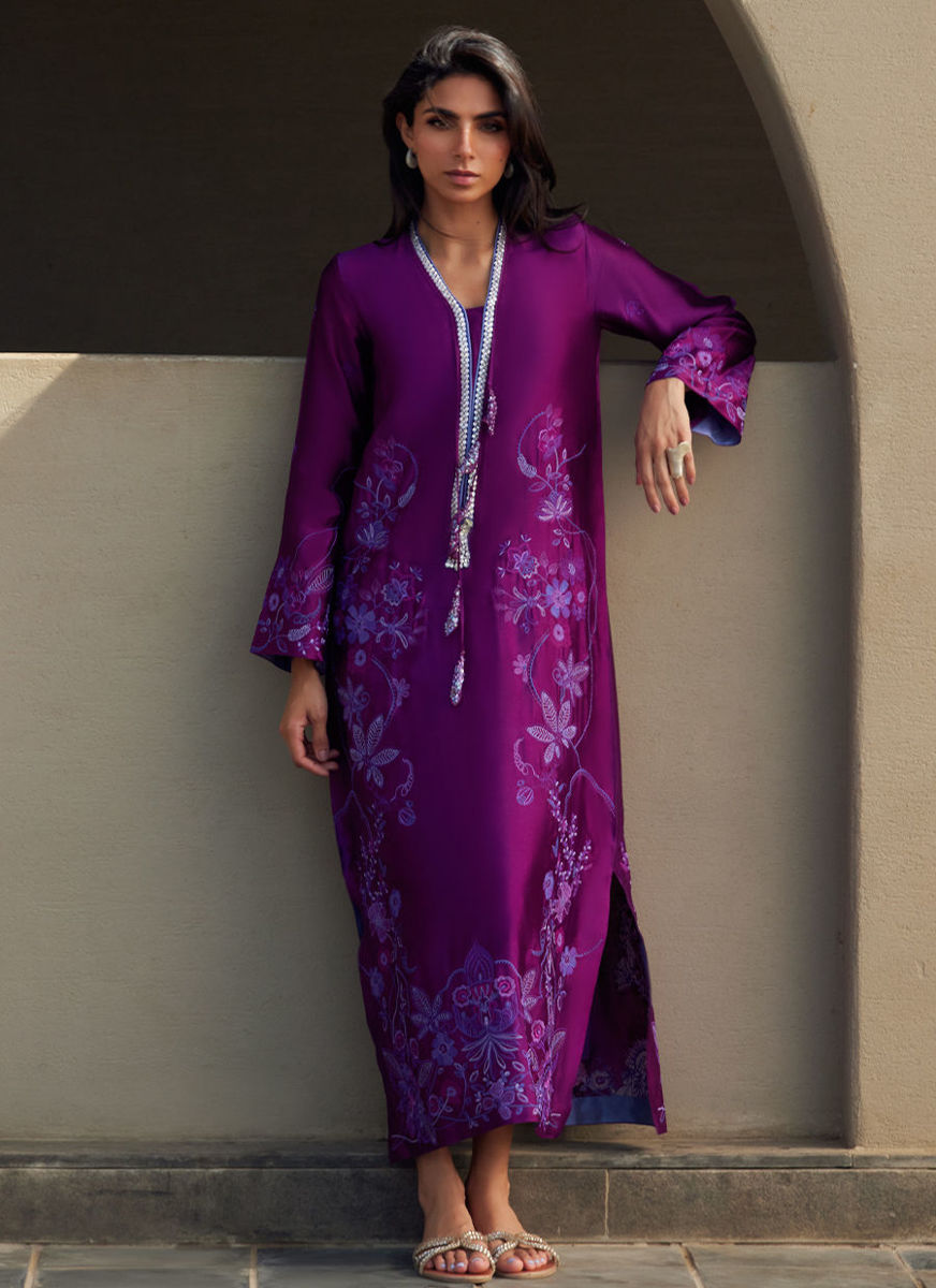 Gilly Grape Silk Kaftan