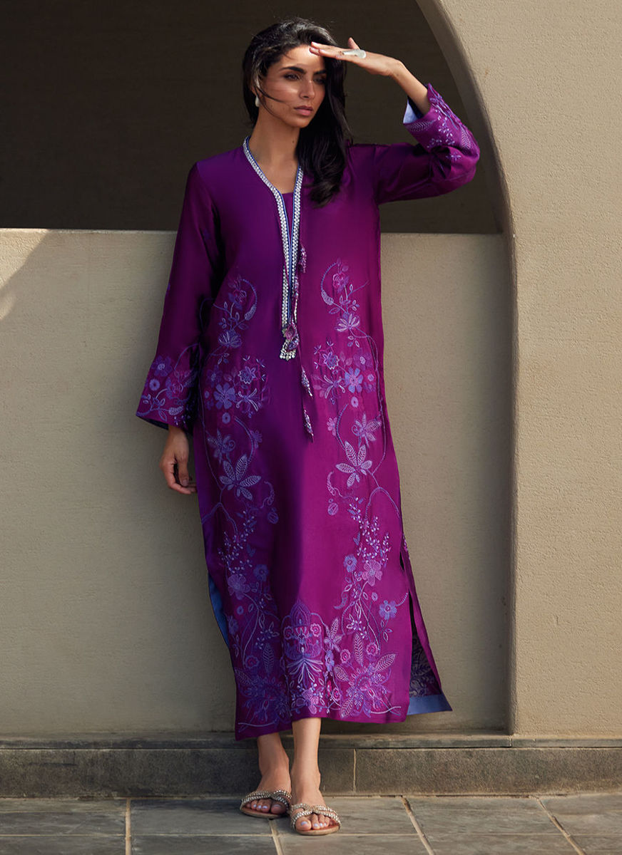 Gilly Grape Silk Kaftan