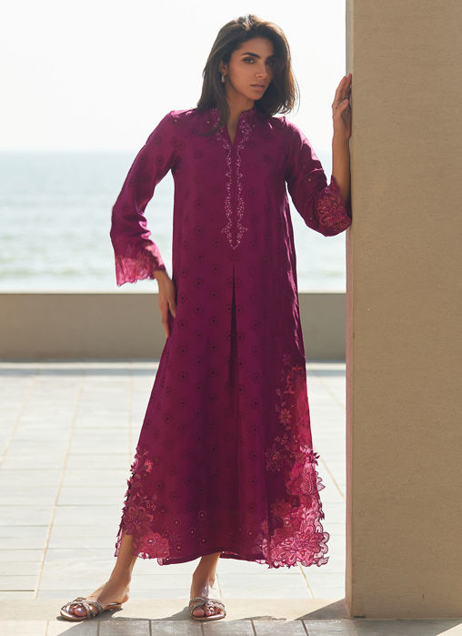 Marbella Magenta Silk Kaftan