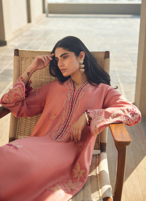 Nami Coral Silk Kaftan