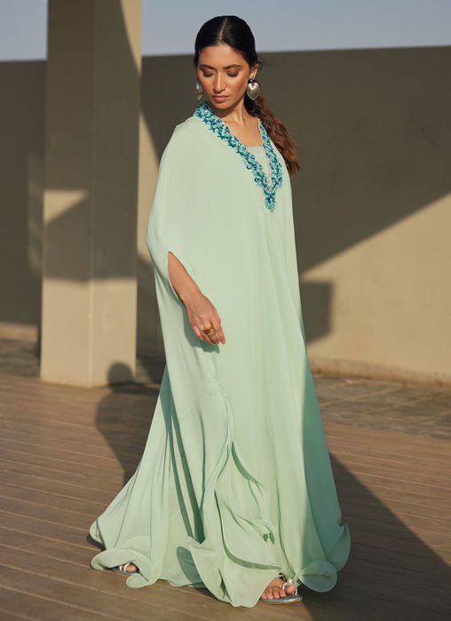 Nika Iceblue Chiffon Kaftan