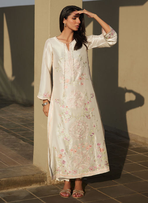 Coraline Ivory Silk Kaftan