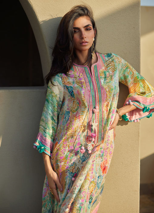 Riviera Rose Crepe Kaftan