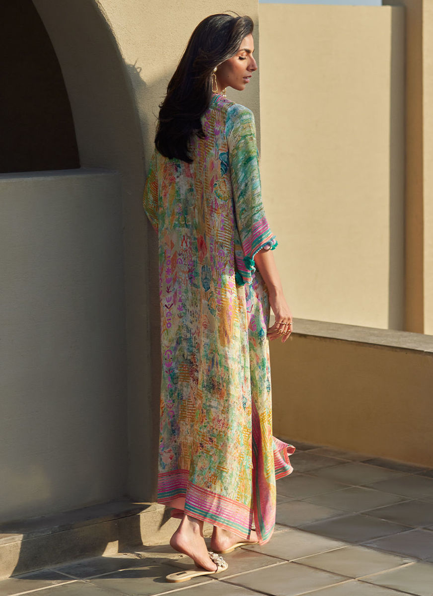 Riviera Rose Crepe Kaftan