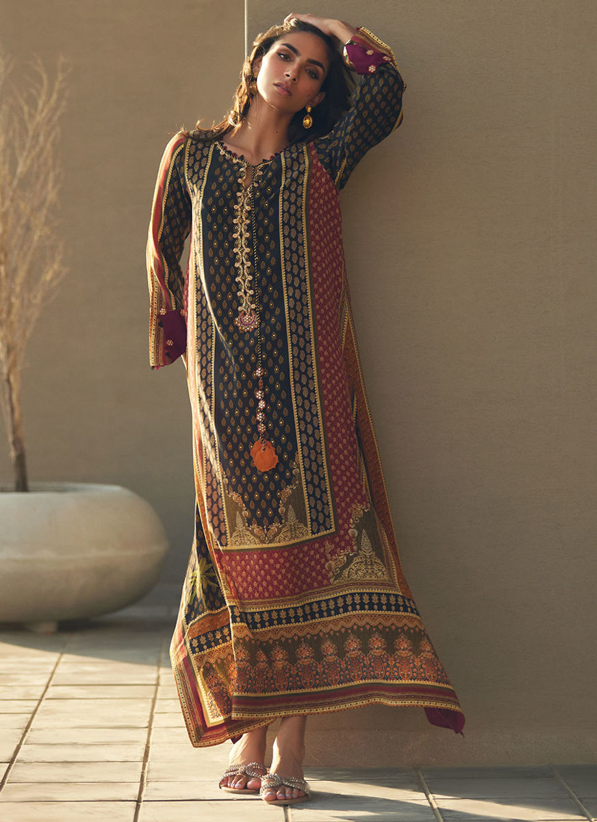 Ophelia Onyx Crepe Kaftan