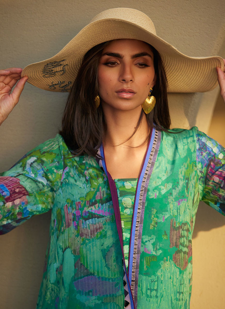 Ariel Emerald Crepe Kaftan