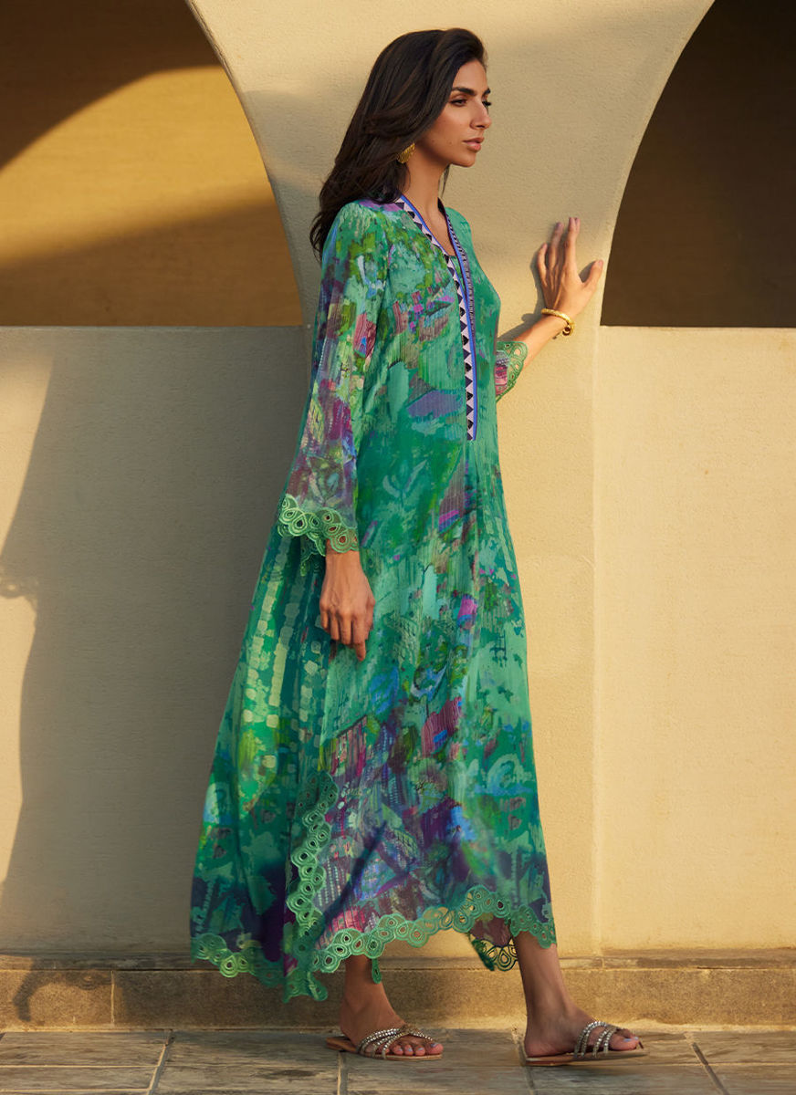 Ariel Emerald Crepe Kaftan